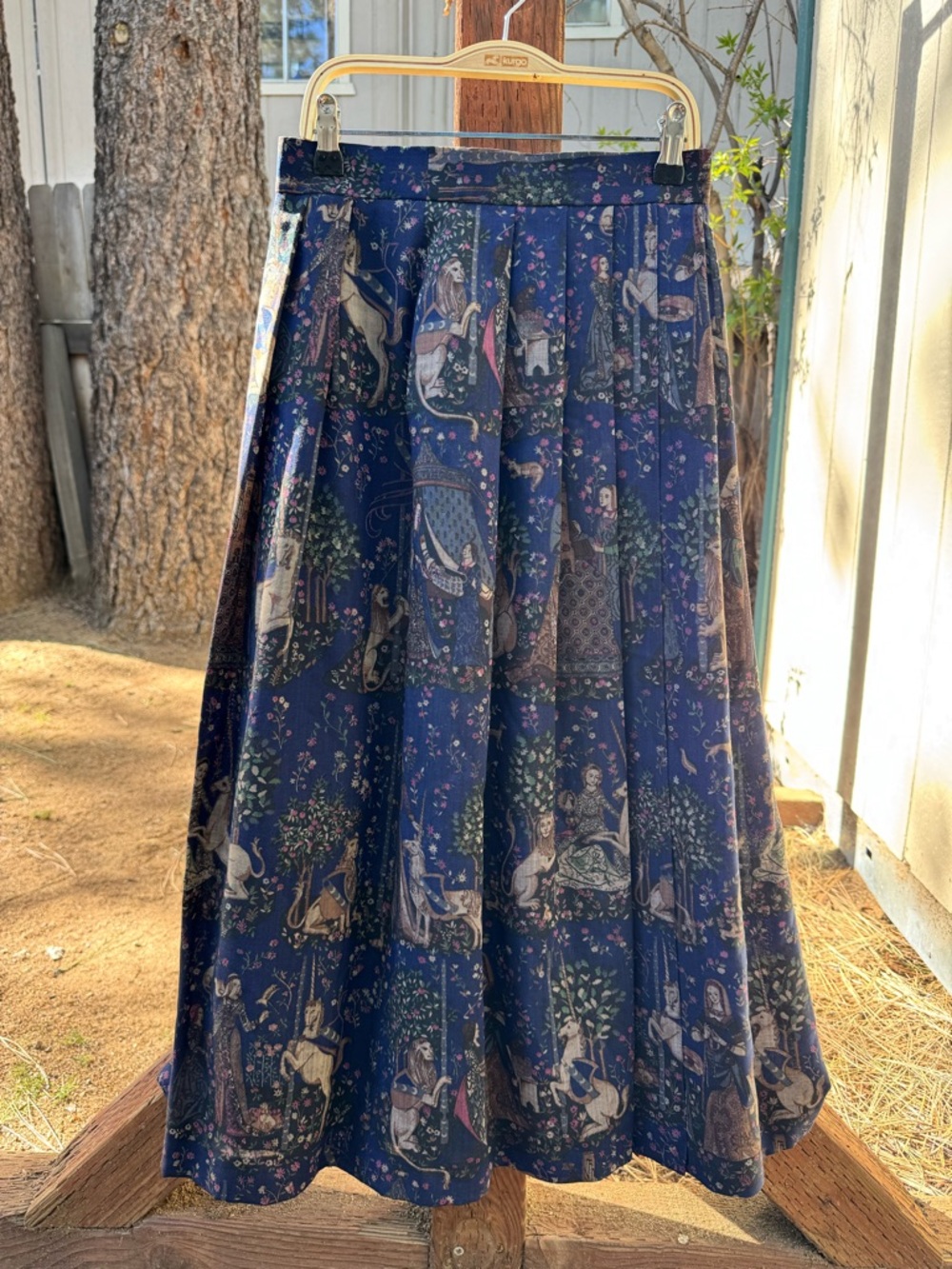 Vintage Geiger midi skirt with medieval motif